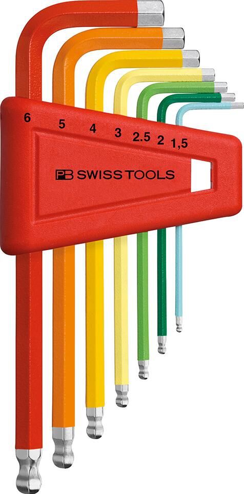 PB SWISS TOOLS Tools Winkelschraubendrehersatz im Kunststoffh. 7-tlg. 1,5-6mm Rainbow
