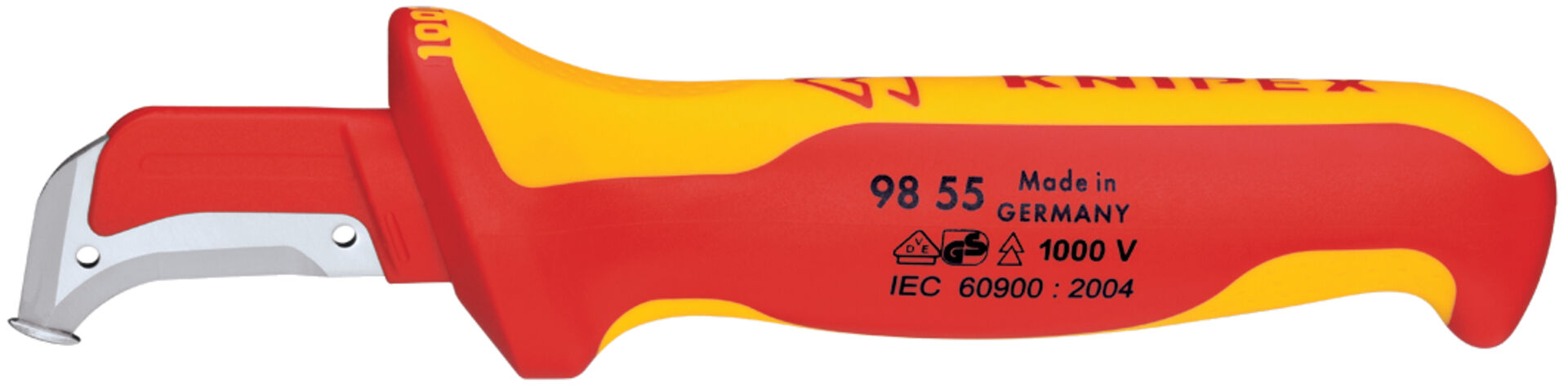 KNIPEX 98 55 Abmantelungsmesser Gleitschuh isol. Mehrk.-Griff VDE 180 mm