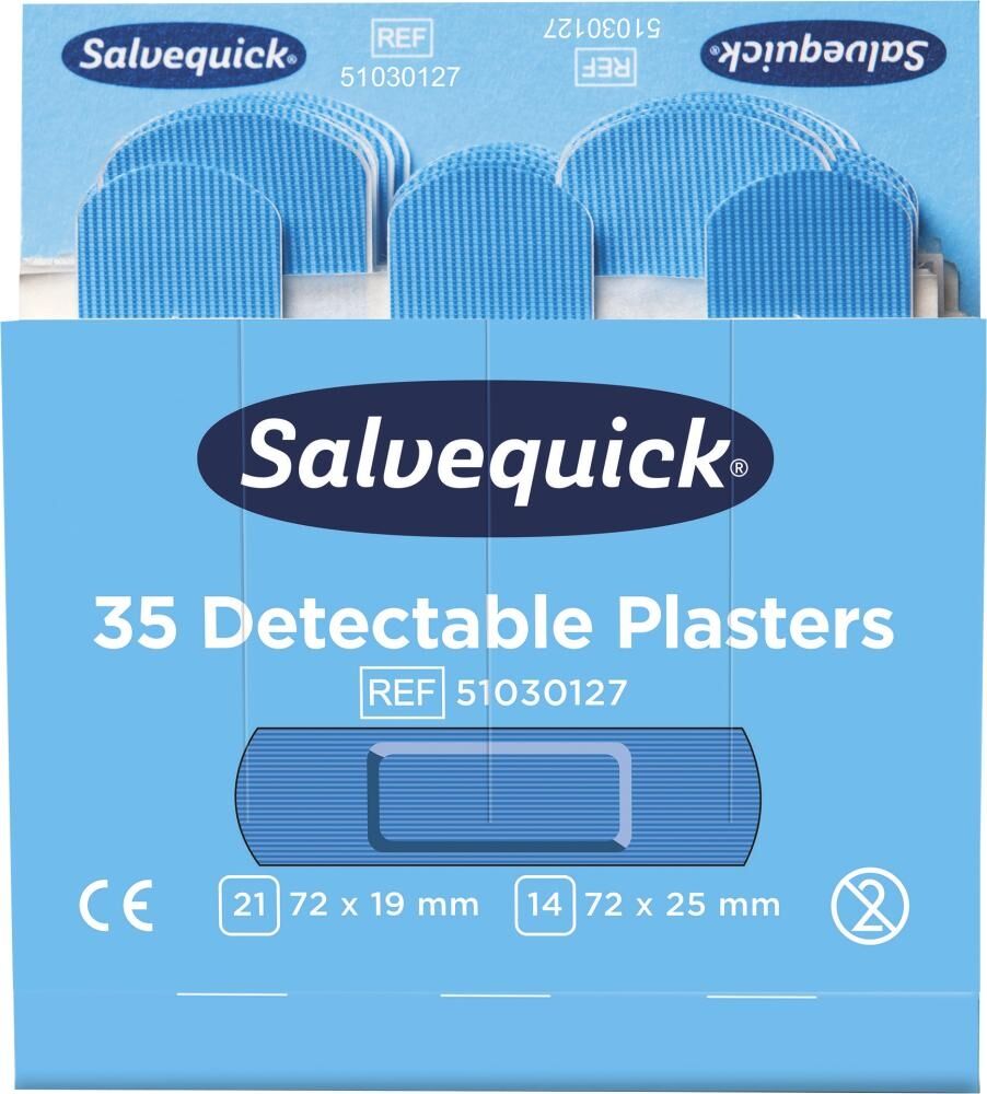 SALVEQUICK Nachfüllpack 6x35 Pflaster detektierbar