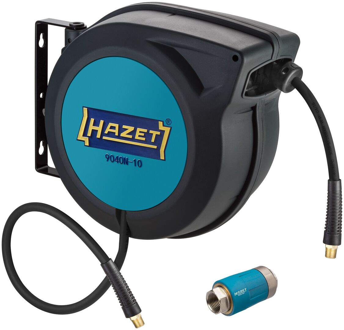 HAZET Schlauchaufroller 9040N/2 mit Schnellkupplung, 15m, 20 bar