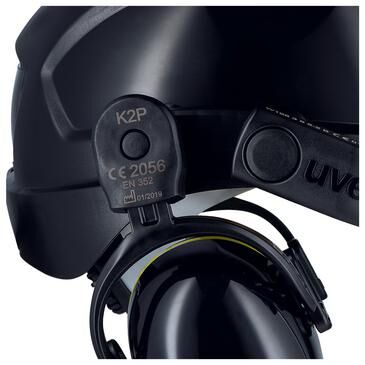 UVEX Helm-Kapsel-Gehörschutz pheos K2P SNR30dB schwarz/gelb Bajonett, 2600.214 UVEX Helm-Kapsel-Gehörschutz pheos K2P SNR30dB schwarz/gelb Bajonett, 2600.214