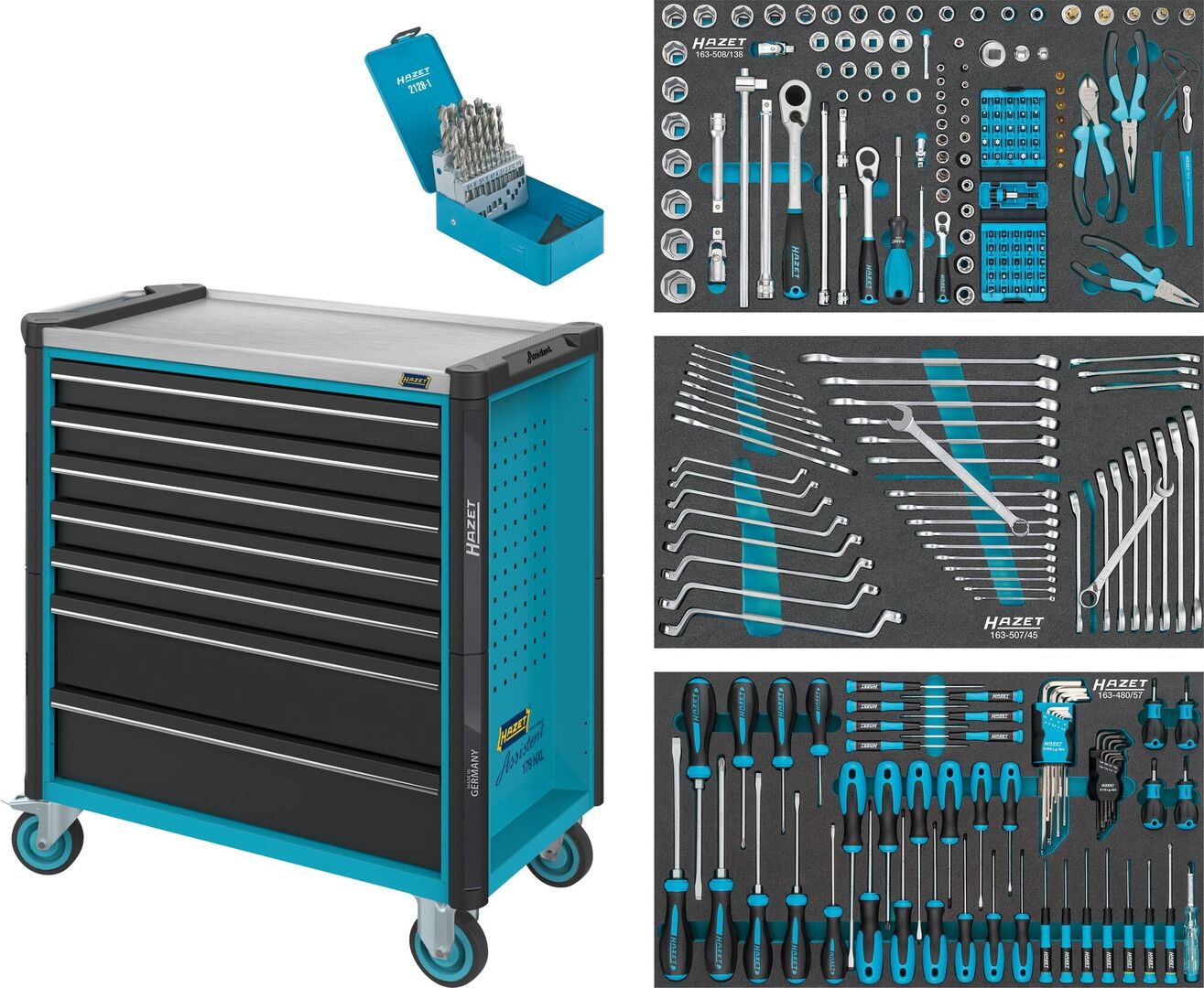 HAZET Werkstattwagen 179NXL -7/265 265-tlg. Werkzeugsortiment 7 Schubladen