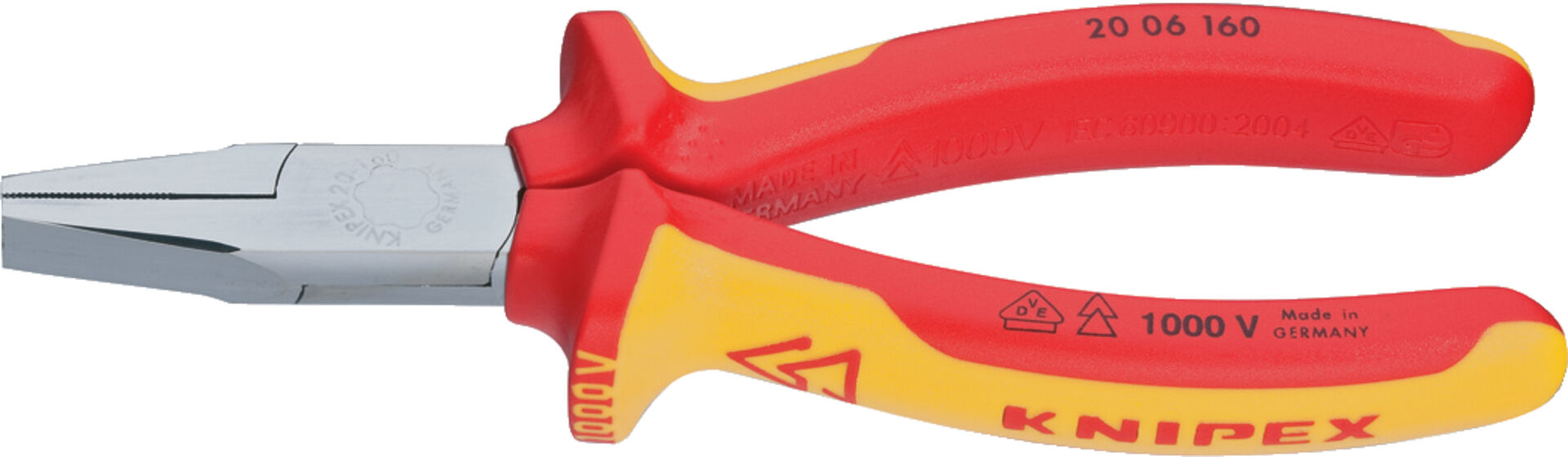 KNIPEX 20 06 160 Flachzange isoliert mit Mehrkohne-Hülle VDE verchromt 160mm KNIPEX 20 06 160 Flachzange isoliert mit Mehrkohne-Hülle VDE verchromt 160mm