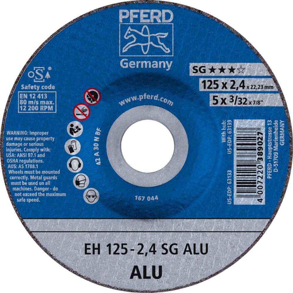 PFERD Trennscheibe SG Alu 125 x 2,4 mm, gekröpft, A30 N