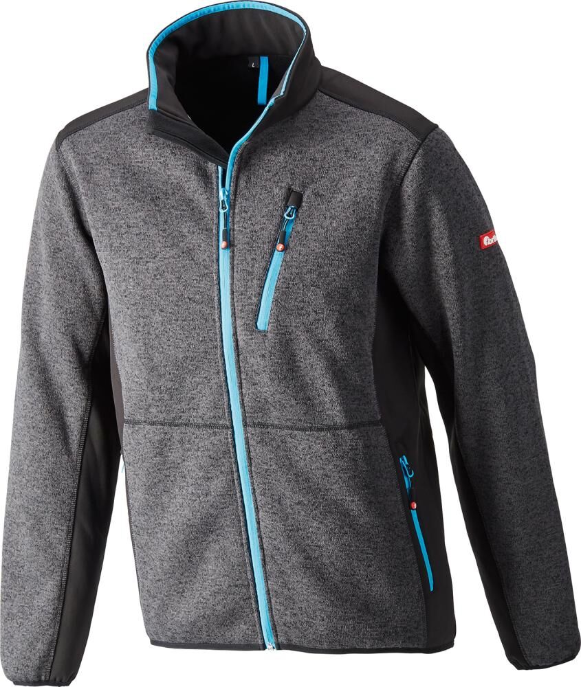 Strickjacke,Softshell,Gr. L,d-grau-türkis,FORTIS