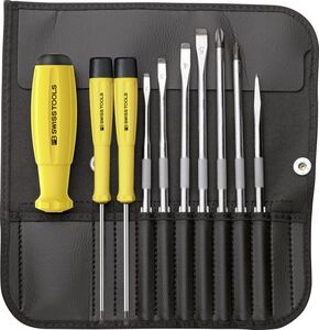 PB Swiss Tools Schraubendreher-Satz ESD m. Wechselklingen, 10-tlg. in Rolltasche