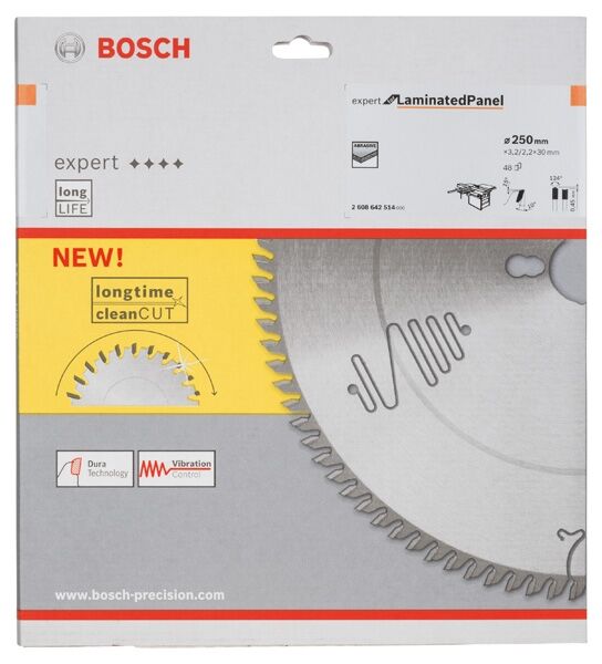 BOSCH Kreissägeblatt HW Expert Laminat 250x30x3.2 48T DH