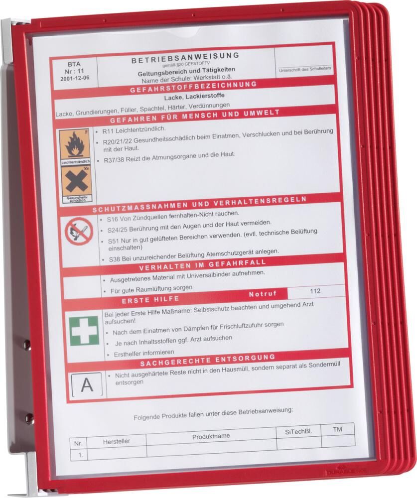 Durable Sichtafelsystem Vario Wall 5 rot 555103