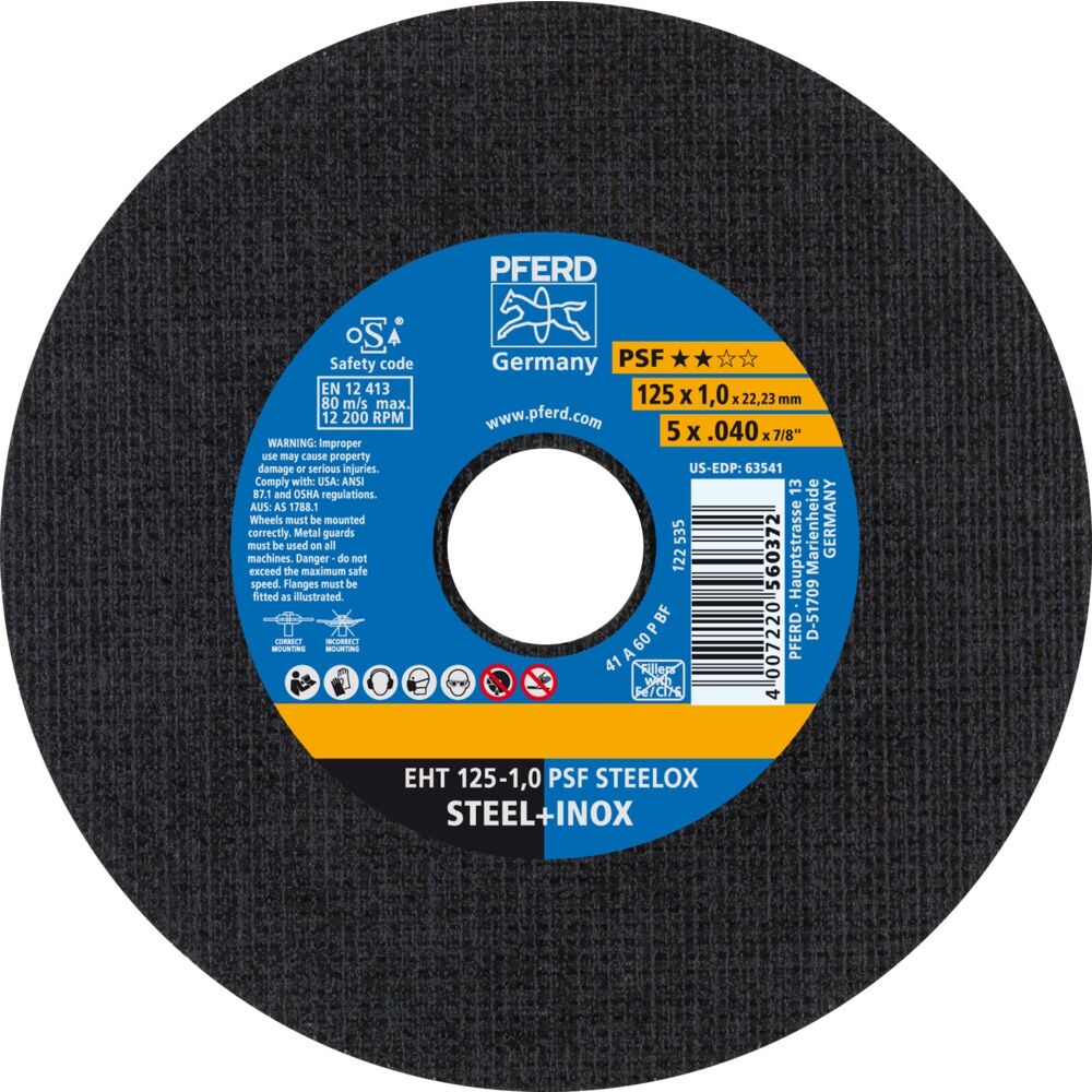 PFERD Trennscheiben für Edelstahlbearbeitung 125x1 PFERD Trennscheiben für Edelstahlbearbeitung 125x1