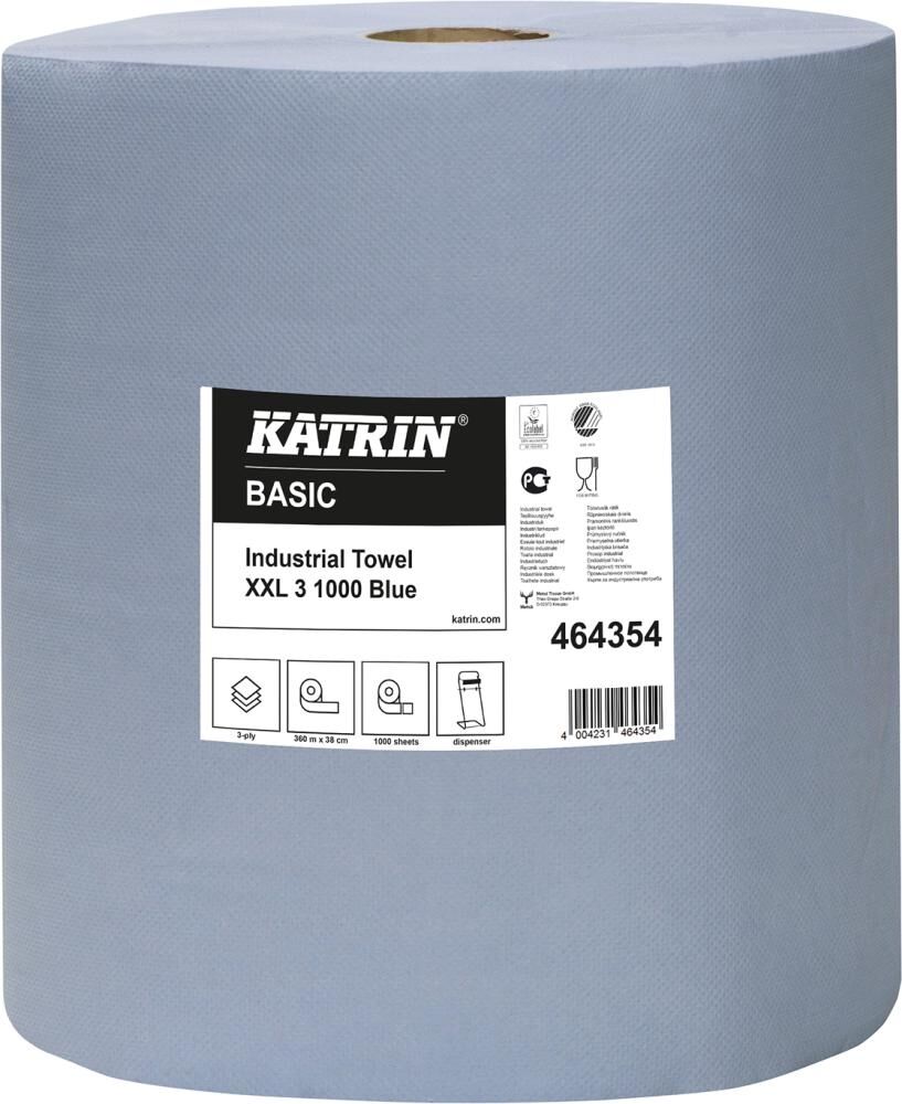 KATRIN Universal Wischtuch, Großrolle 1000 Blatt, 3-lagig, 38x36 cm