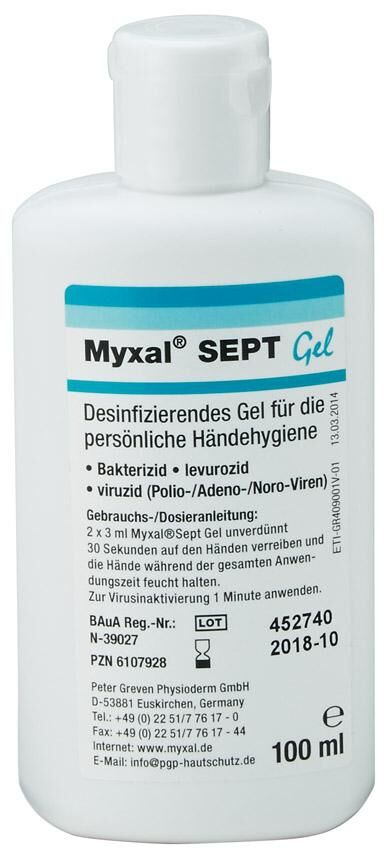 Myxal SEPT Gel Händedesinfektion 100ml Flasche Myxal SEPT Gel Händedesinfektion 100ml Flasche