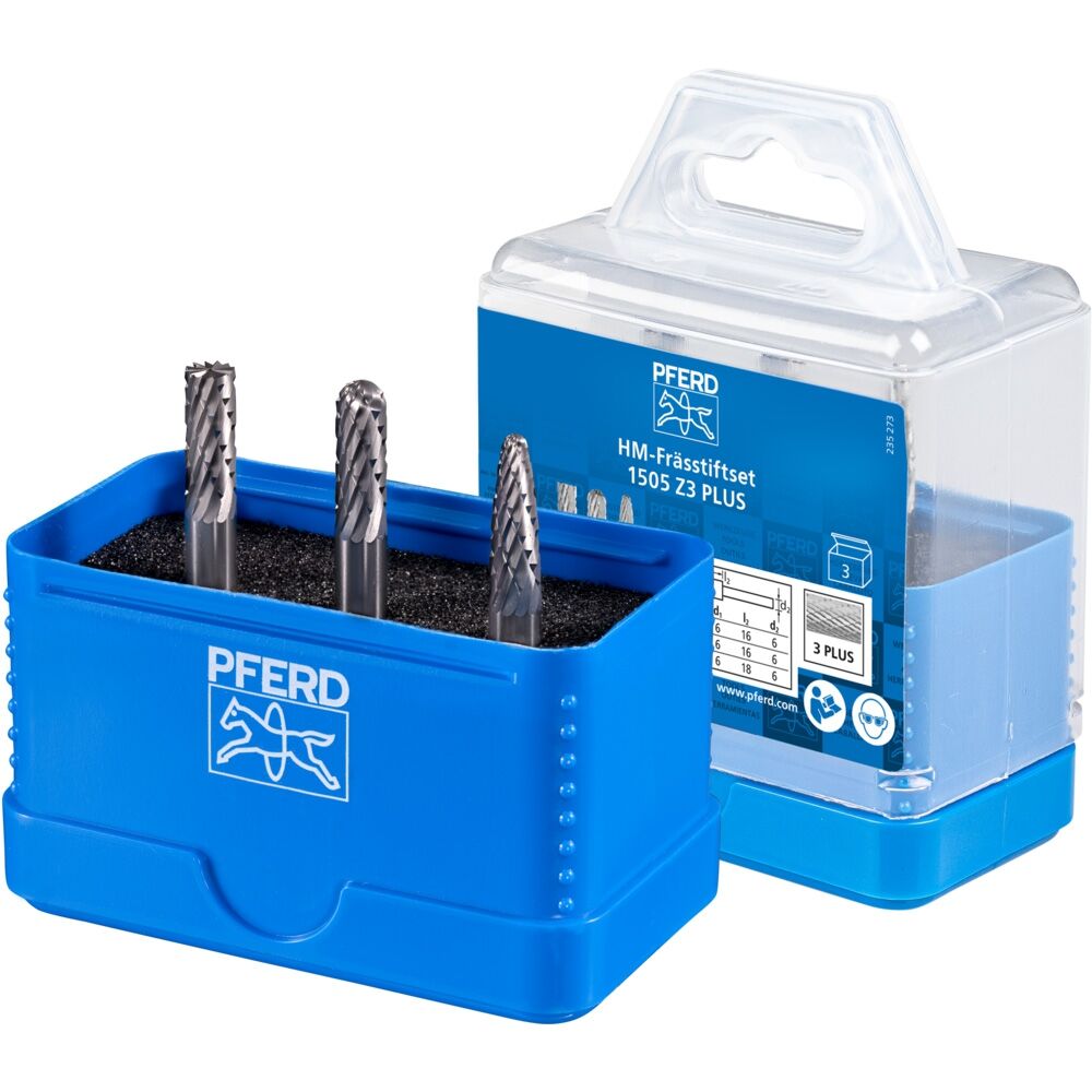 PFERD Frässtift-Set HM 6mm 3-teilig ZYAS-WRC-RBF Ø 6mm Zahnung 3 Plus