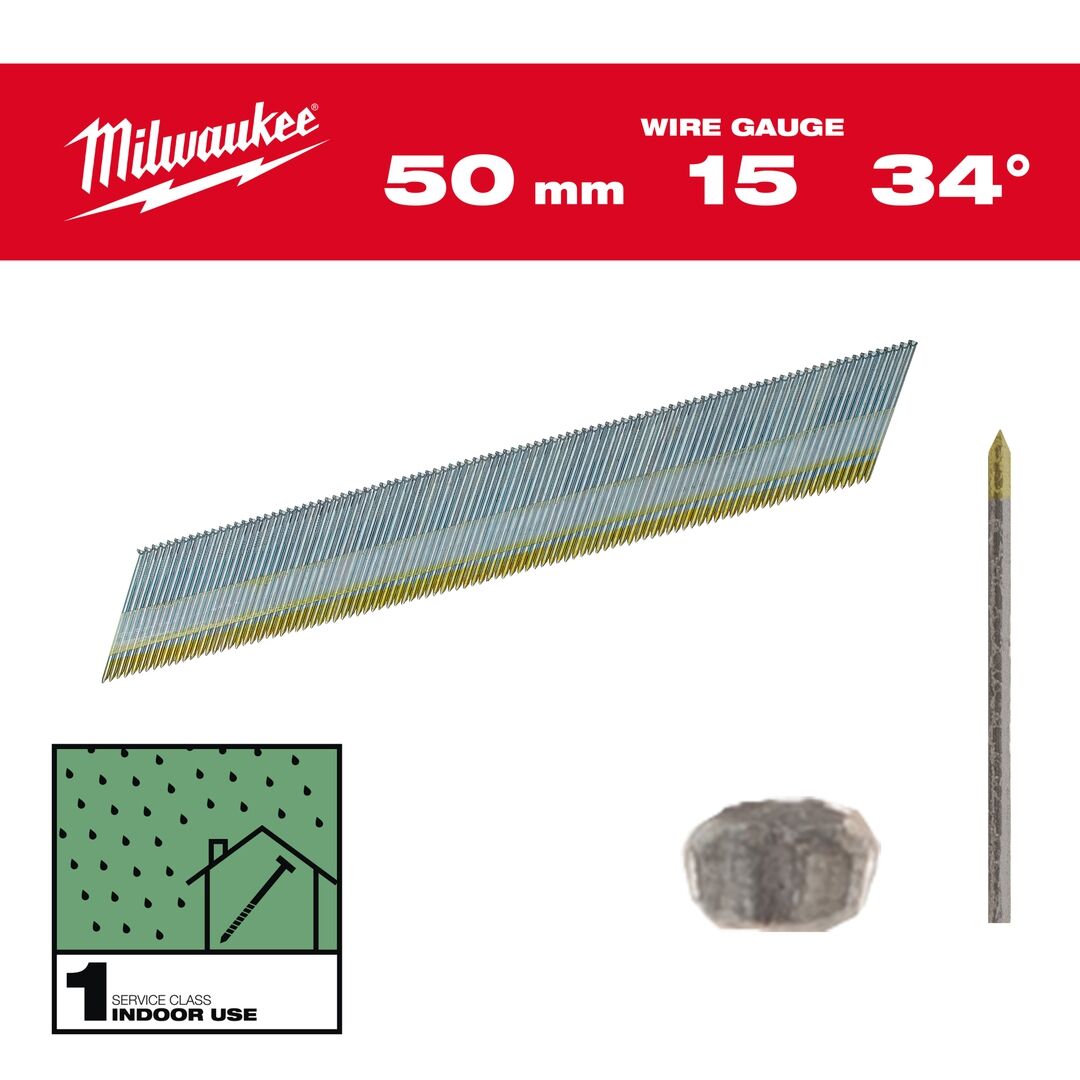 MILWAUKEE Stift-Nägel D-Kopf 15 GA 1,8x50mm zn 34°