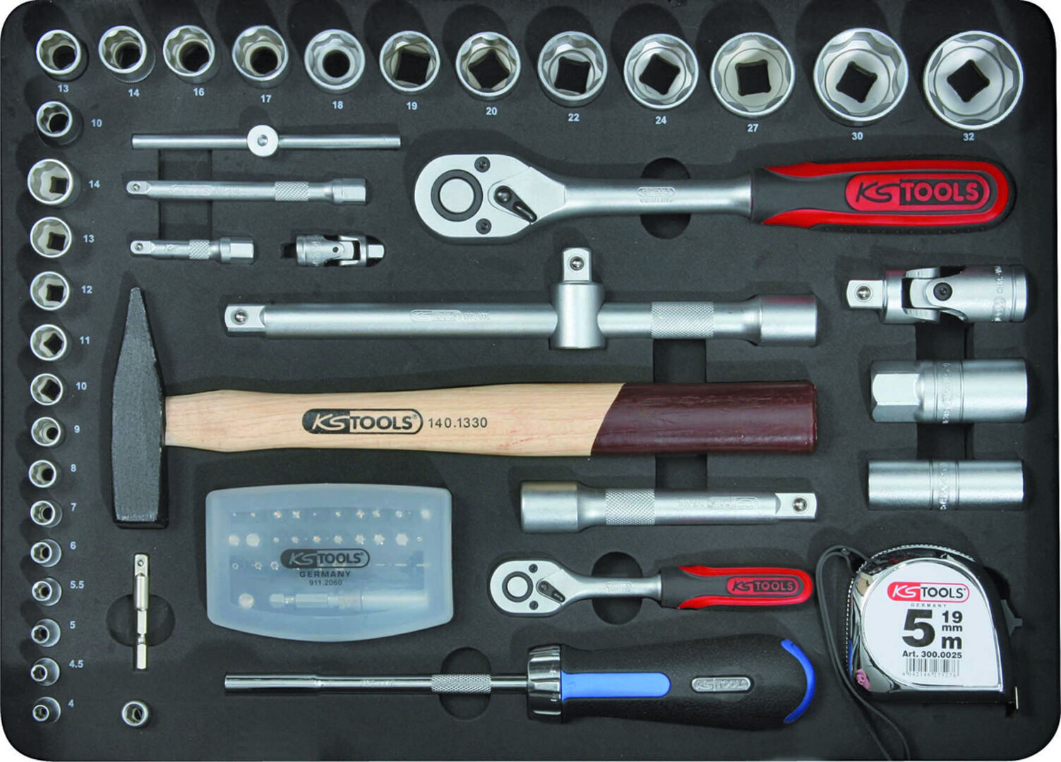 KS TOOLS Universal-Werkzeugsortiment 1/4" + 1/2", 127-teilig im Koffer