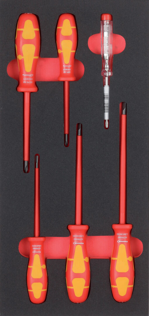 FORMAT Modul VDE Schraubendreher-Set 6-tlg. mit Schlitz & Kreuzschlitz FORMAT Modul VDE Schraubendreher-Set 6-tlg. mit Schlitz & Kreuzschlitz