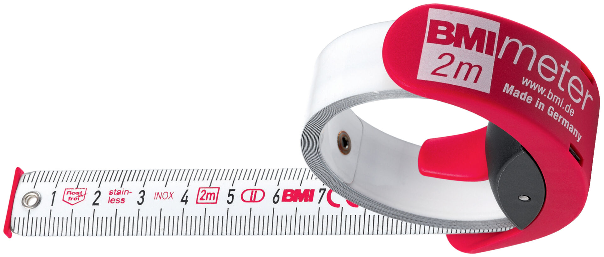 BMI Taschenbandmaß BMImeter 2mx16 Stopper und Gürtelclip