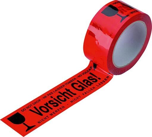 PVC - Klebeband 12 / F 24 66 m x 50 mm"Vorsicht Glas"