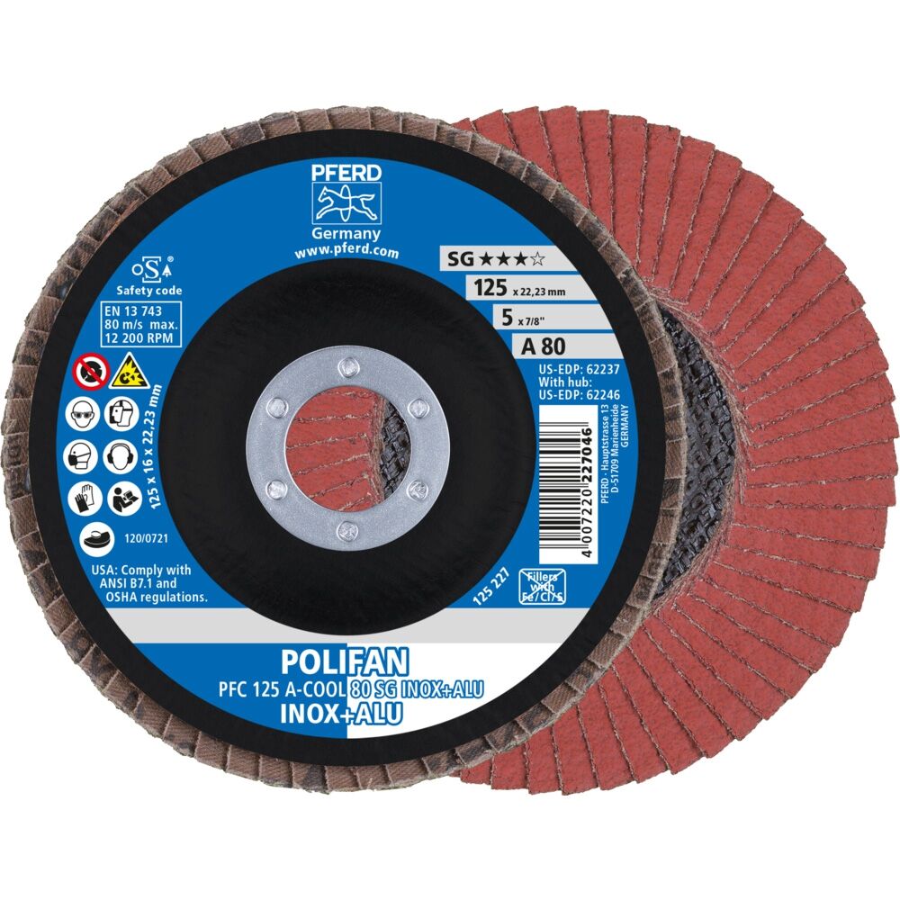 Fächerschleifscheibe gewölbt 125mm A 80 SG -COOL Pferd Fächerschleifscheibe gewölbt 125mm A 80 SG -COOL Pferd