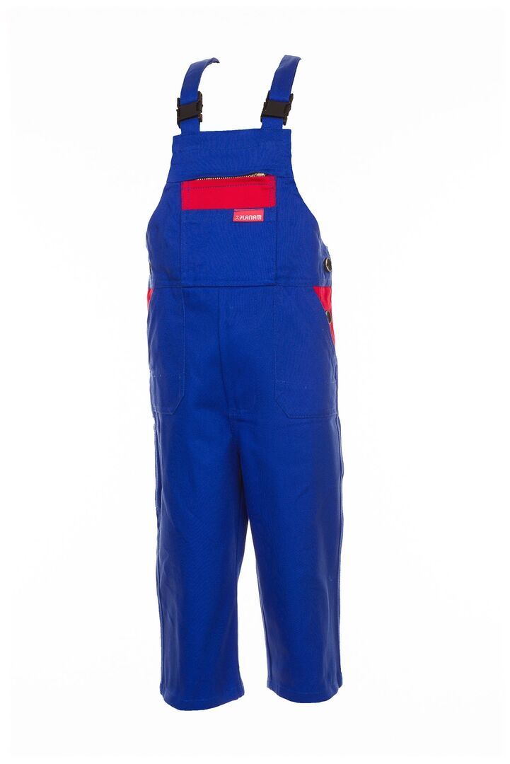 PLANAM Kinder Latzhose Nr. 0164 100%BW 290 g-qm Kornblau-Rot Gr 110-116 PLANAM Kinder Latzhose Nr. 0164 100%BW 290 g-qm Kornblau-Rot Gr 110-116