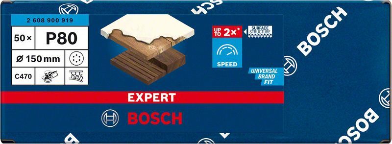 BOSCH EXPERT C470 Schleifpapier Ø 150mm 6 Loch K 80 50 St.