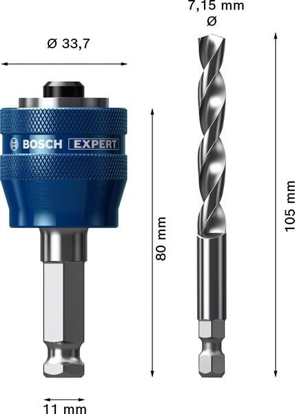 BOSCH PowerChange Plus Adapter Hex 11 mm, HSS-G 7,15x105