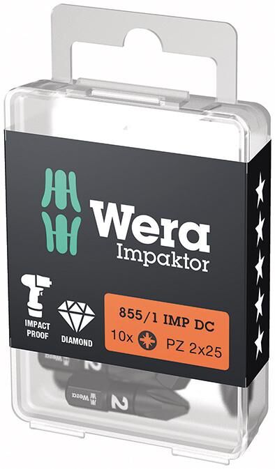 WERA Impaktor-Bit 1/4" Kreuzschlitz PZ 2 x 25 mm 10er Pack