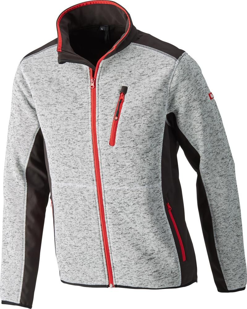 Strickjacke,Softshell,Gr. L,hellgrau-rot,FORTIS