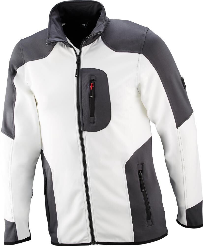 FHB Jersey-Fleece Jacke, FHB fastdry weiss/anthrazit, Gr. 56/58