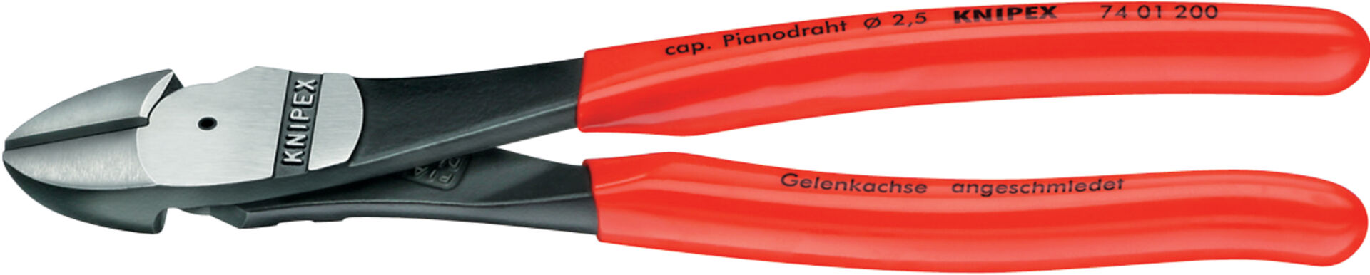 KNIPEX 74 01 140 Kraft-Seitenschneider schwarz atramentiert 140 mm