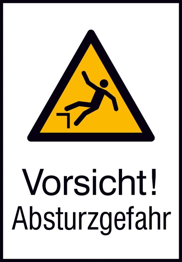 Warnschild Alu gepr Absturzgefahr 262x371