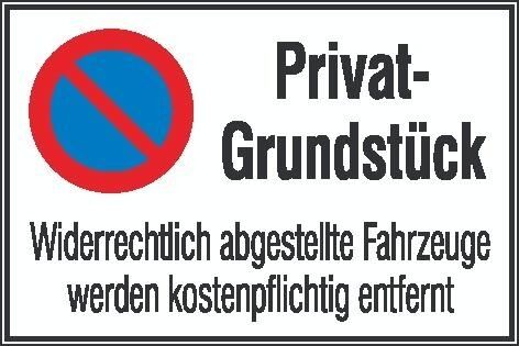 Symbol Privat-Grundstück Aluminium geprägt Symbol Privat-Grundstück Aluminium geprägt
