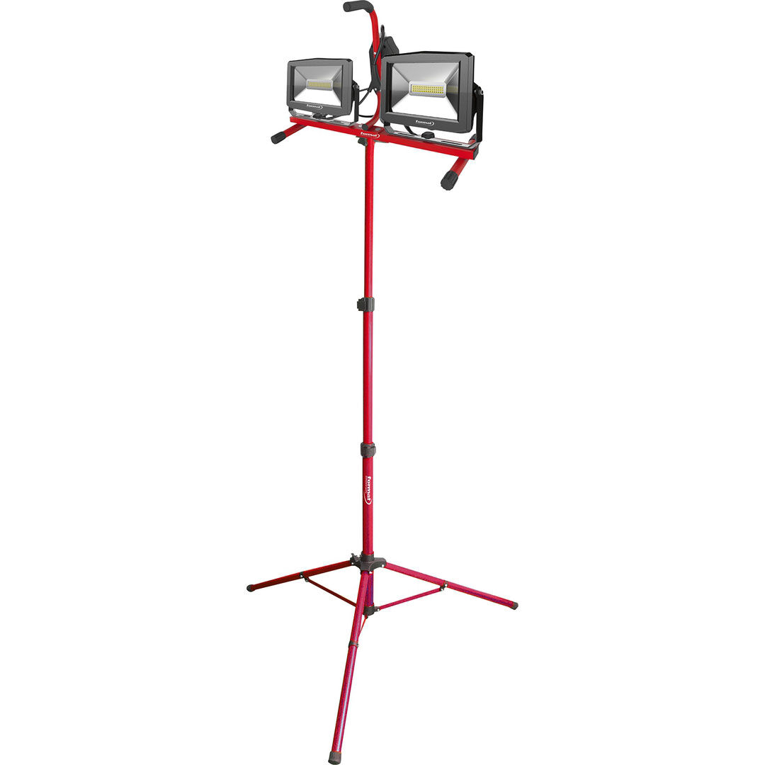 FORMAT LED Doppelstrahler 2x30W 5m Kabel Stativ 2 Steckdosen