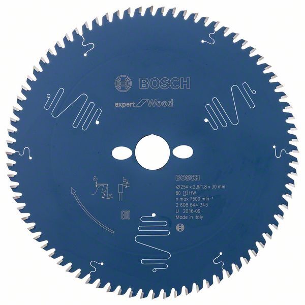 BOSCH Kreissägeblatt Expert for Wood 254x30x2,6mm 80 Z