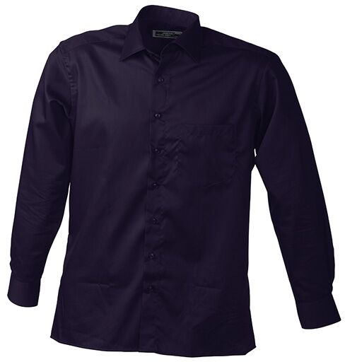 JN Mens Business Shirt lang JN606 100%BW, aubergine, Größe L
