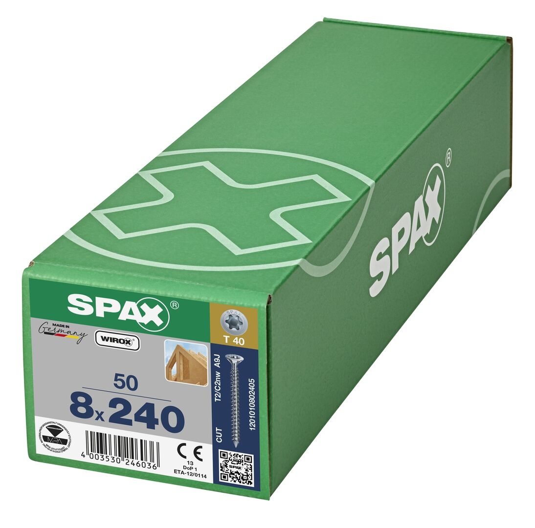 SPAX Senkmultikopf T-STAR+ T40 Vollg. CUT WIROX 50St 8x240mm SPAX Senkmultikopf T-STAR+ T40 Vollg. CUT WIROX 50St 8x240mm