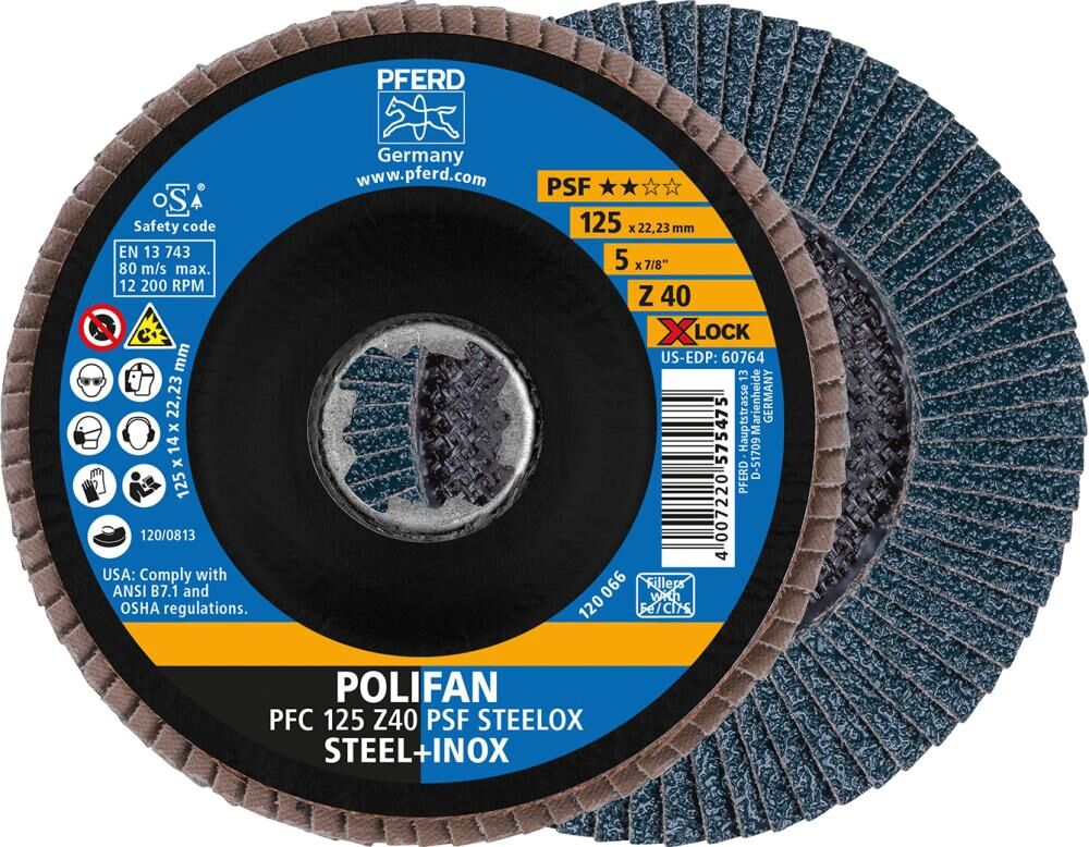 PFERD Fächerschleifscheibe X-LOCK 125mm K40 PSF