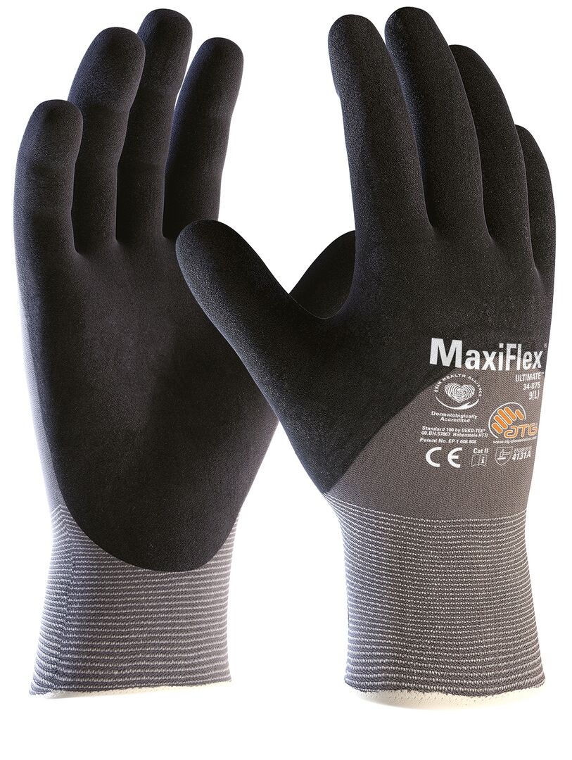 ATG Montage-Handschuh MaxiFlex Ultimate Gr. 9 Nitrilschaum grau/schwarz 34-875 ATG Montage-Handschuh MaxiFlex Ultimate Gr. 9 Nitrilschaum grau/schwarz 34-875