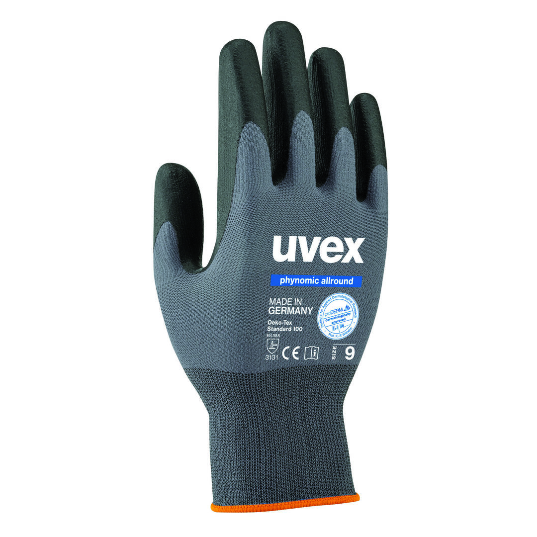 UVEX Montage-Handschuh phynomic allround Gr. 10 Polymerschaum gr/schwarz, 6004.9