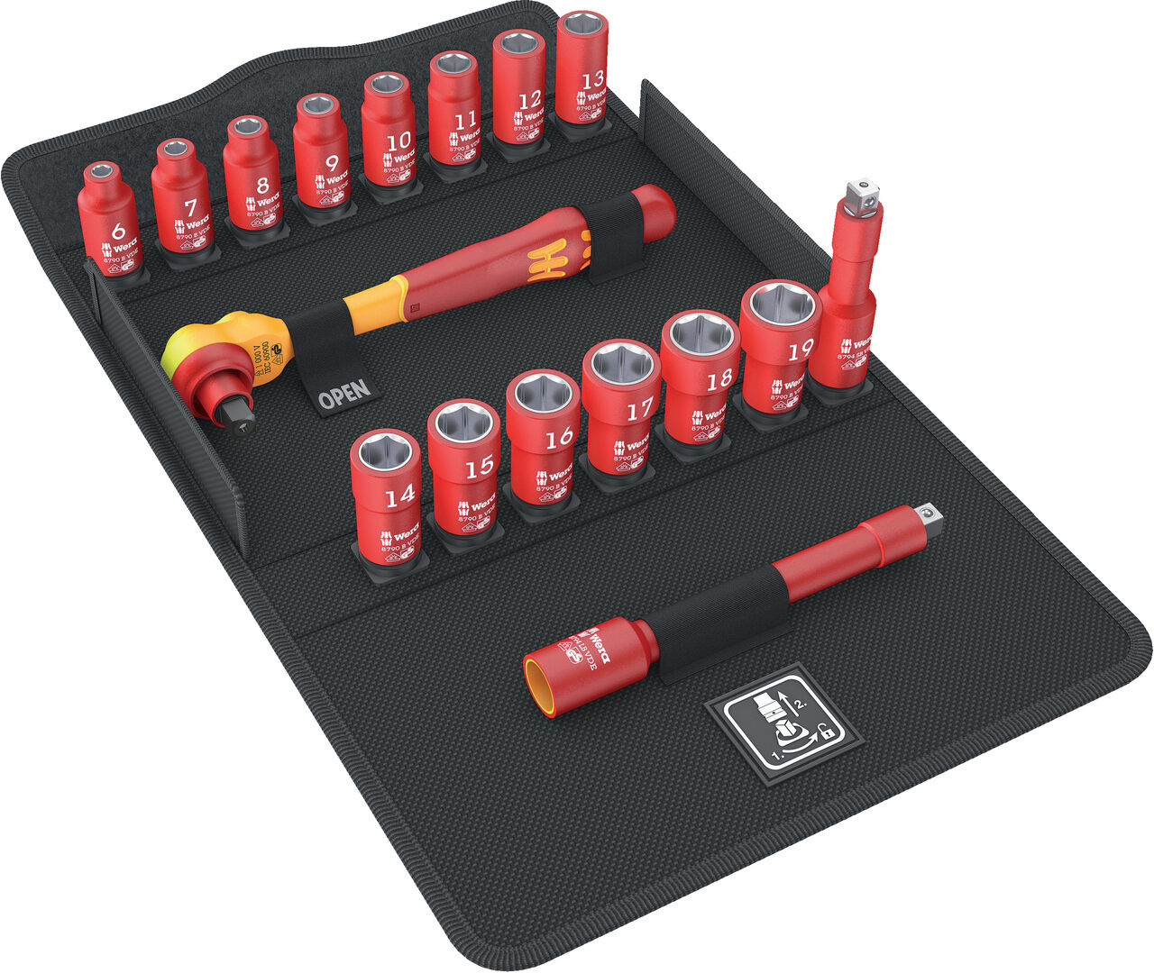Steckschl.-Grt. 3/8" 17tlg. ZYKLOP VDE Wera Steckschl.-Grt. 3/8" 17tlg. ZYKLOP VDE Wera