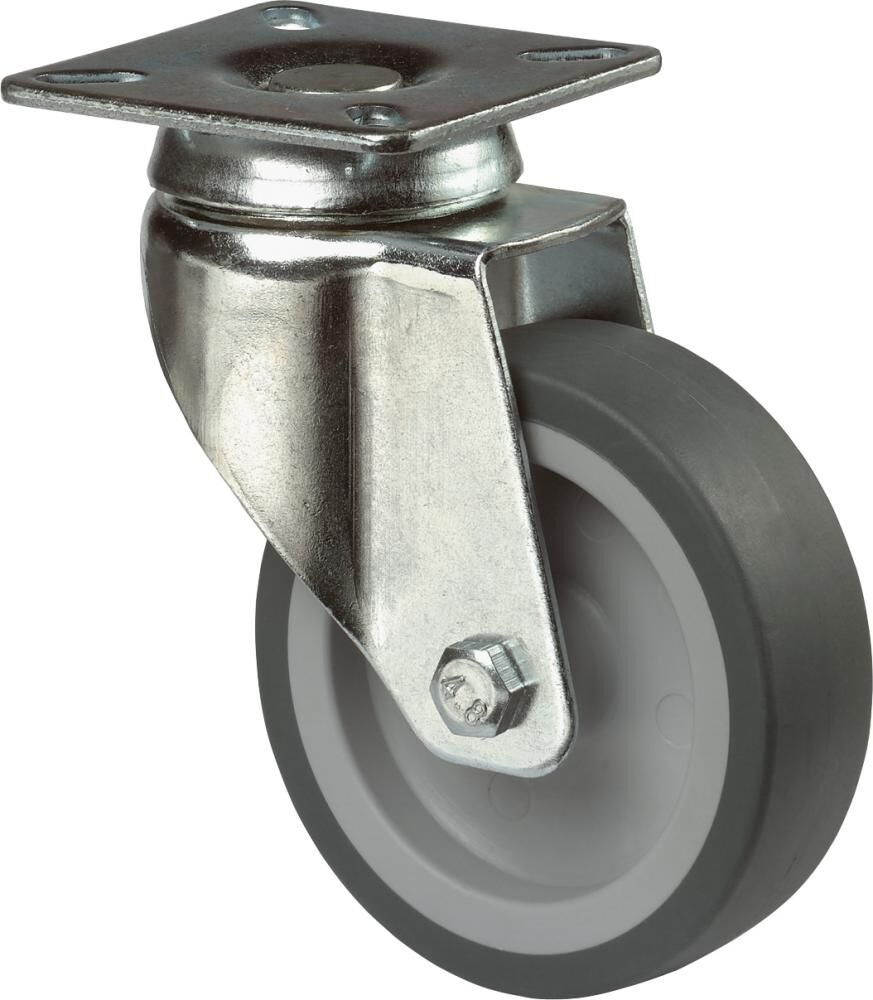 BS ROLLEN Lenkrolle 125 mm LGG1 Stahlbl verz. Gummirad