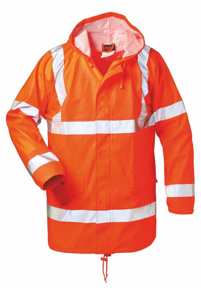 Warnschutz-Regenjacke FINN 2341 Kl. 3 PU/PES 190g/m, Fb. Orange, Gr. L