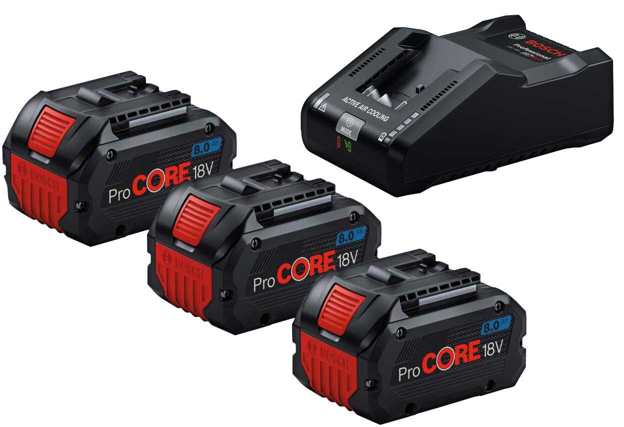 BOSCH Akku Starter Set 18V 3xProCore 8Ah & Ladegerät für Akkuwerkzeuge BOSCH Akku Starter Set 18V 3xProCore 8Ah & Ladegerät für Akkuwerkzeuge