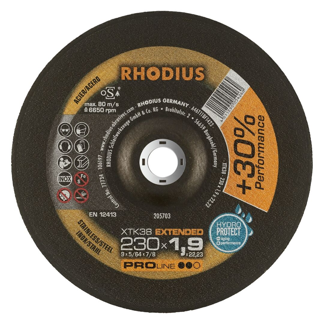 RHODIUS Trennscheibe XTK38 230x1,9mm gekr. RHODIUS Trennscheibe XTK38 230x1,9mm gekr.