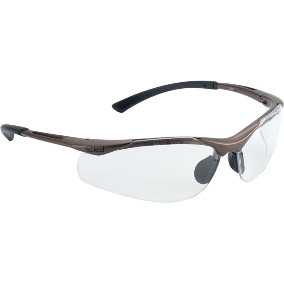 Bollé Schutzbrille Contour, Bügel braun, Scheibe PC, klar, kratzfest,beschlagfrei