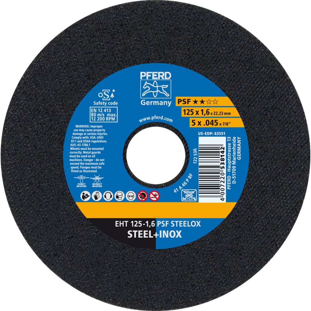 PFERD Trennscheiben für V2A-Bearbeitung 125x1,6 gerade