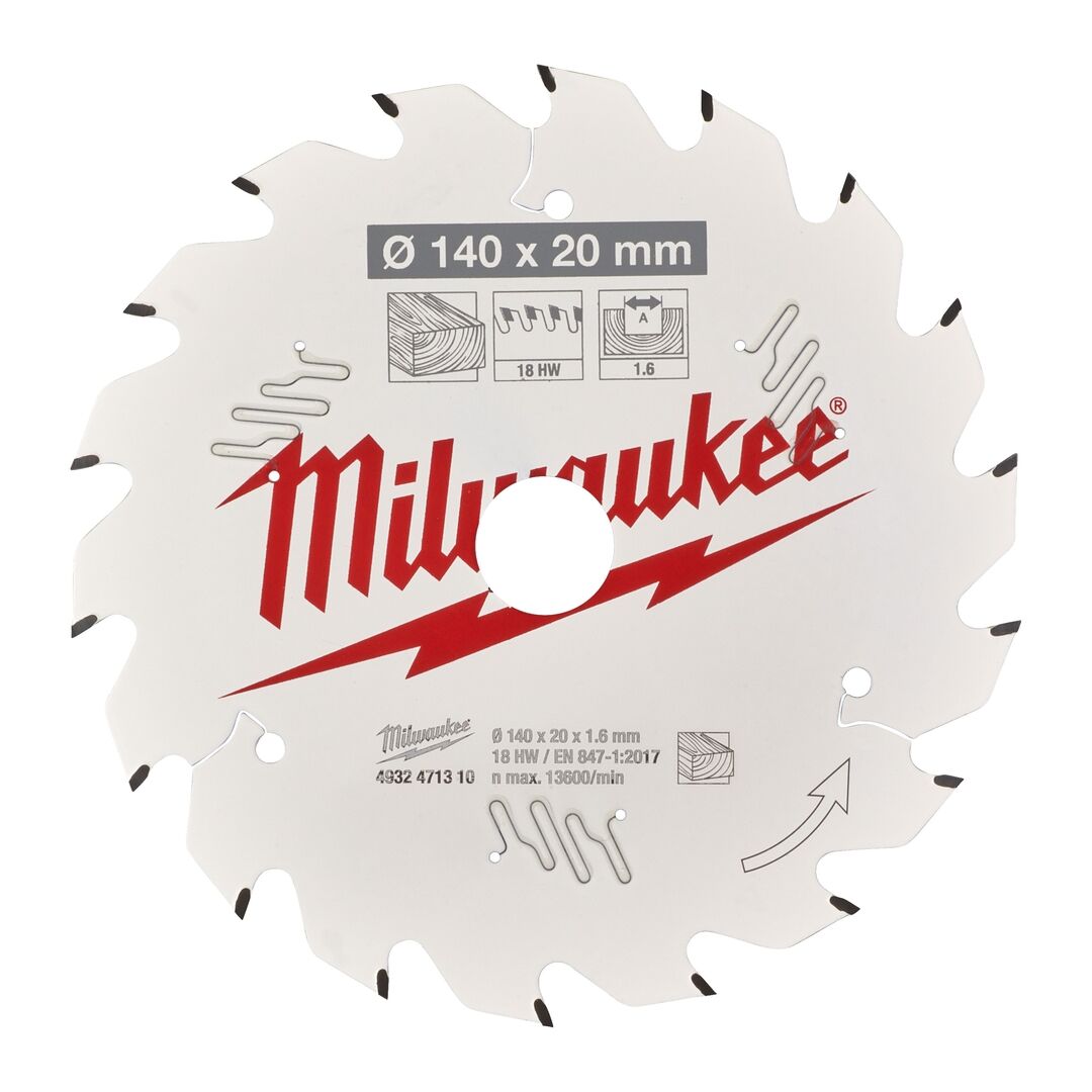 MILWAUKEE Kreissägeblatt Holz für Akku Kreissägen 140/20 mm Z18 Wechselzahn