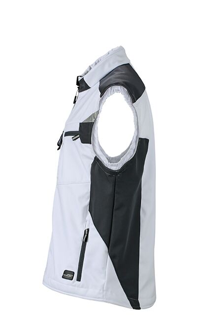 JN Workwear Softshell Vest JN845 100%PES, white/carbon, Größe 2XL