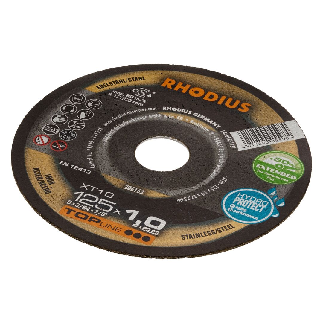 RHODIUS Extradünne Trennscheibe XT 10 TOP Edelstahl 125x1,0x22,2mm RHODIUS Extradünne Trennscheibe XT 10 TOP Edelstahl 125x1,0x22,2mm