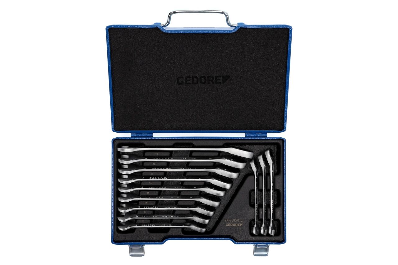 GEDORE Maulschlüsselsatz mit Ringratsche 12-teilig, 7 UR-012, 2297418 GEDORE Maulschlüsselsatz mit Ringratsche 12-teilig, 7 UR-012, 2297418