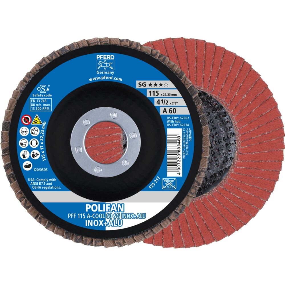 PFERD Fächerschleifscheibe Gerade 115mm A 60 SG -COOL PFERD Fächerschleifscheibe Gerade 115mm A 60 SG -COOL